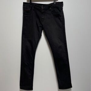 Cactus Streetwear Mens Washed Black Slim Fit Jeans Size 36 Classic Stretch